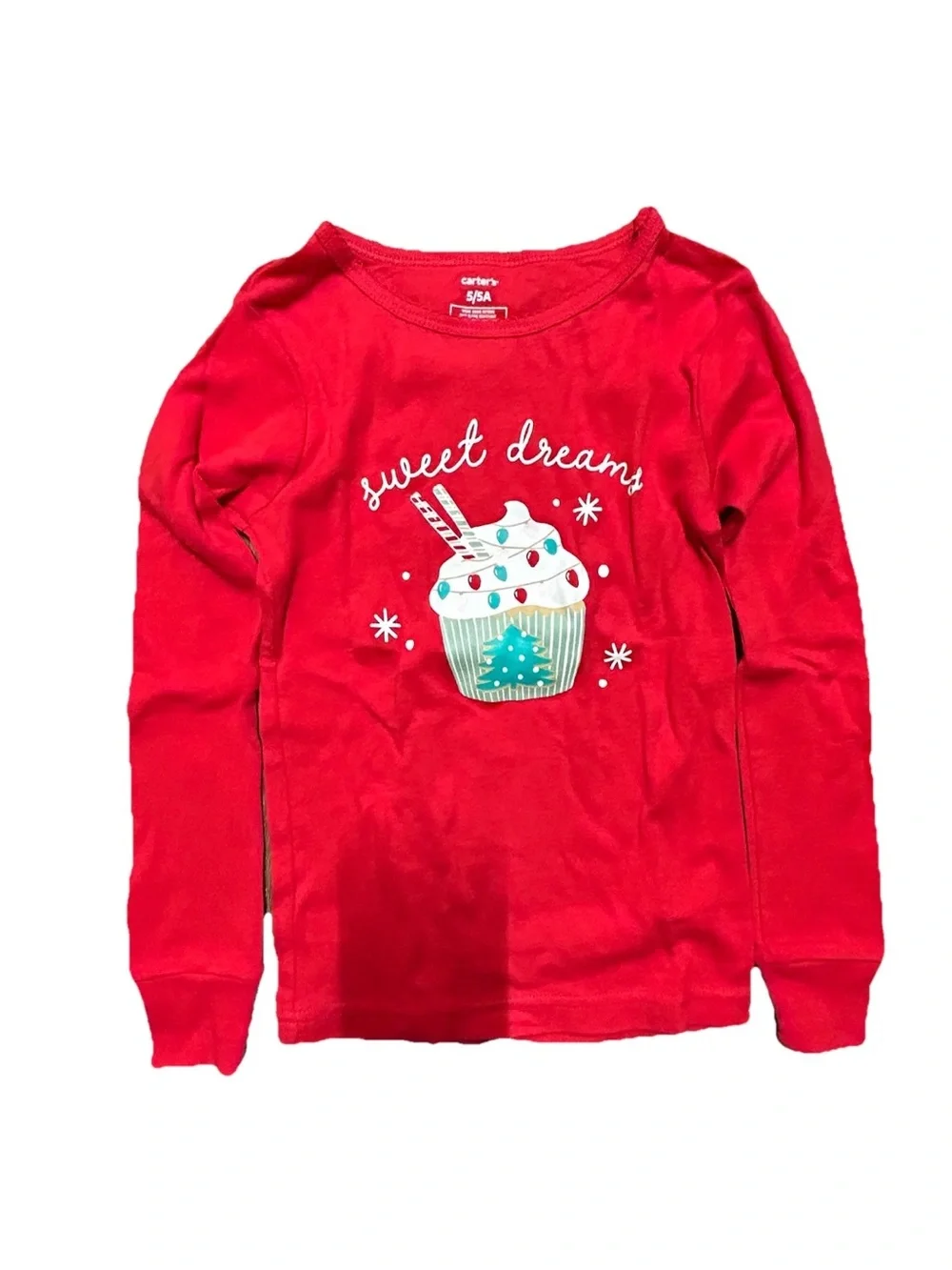 NWOT Toddler Girl Christmas Pajama Set Sweet Dreams Cupcakes Size 5T